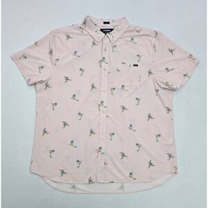 Chubbies Mens XXL Pink Friday Shirt Tropical Bird Print Short Sleeve Button Down